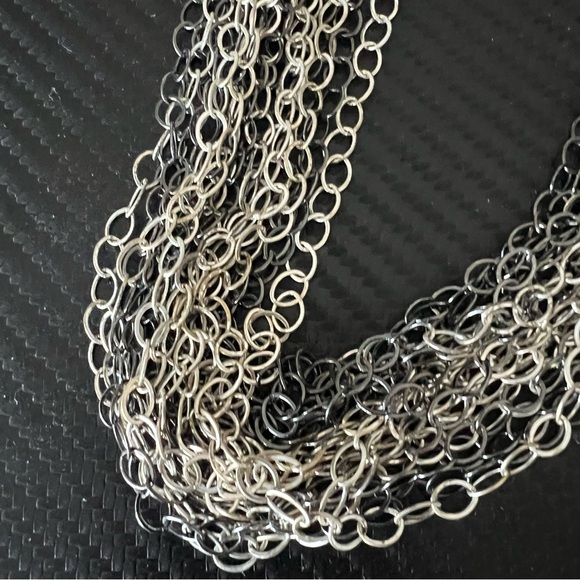 Alfani Multi Strand Necklace Oval Shaped Chain Link Layered Silver Tone - Picture 3 of 6